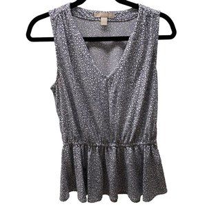 Banana Republic size S black and white dot sleeveless blouse with cinched waist